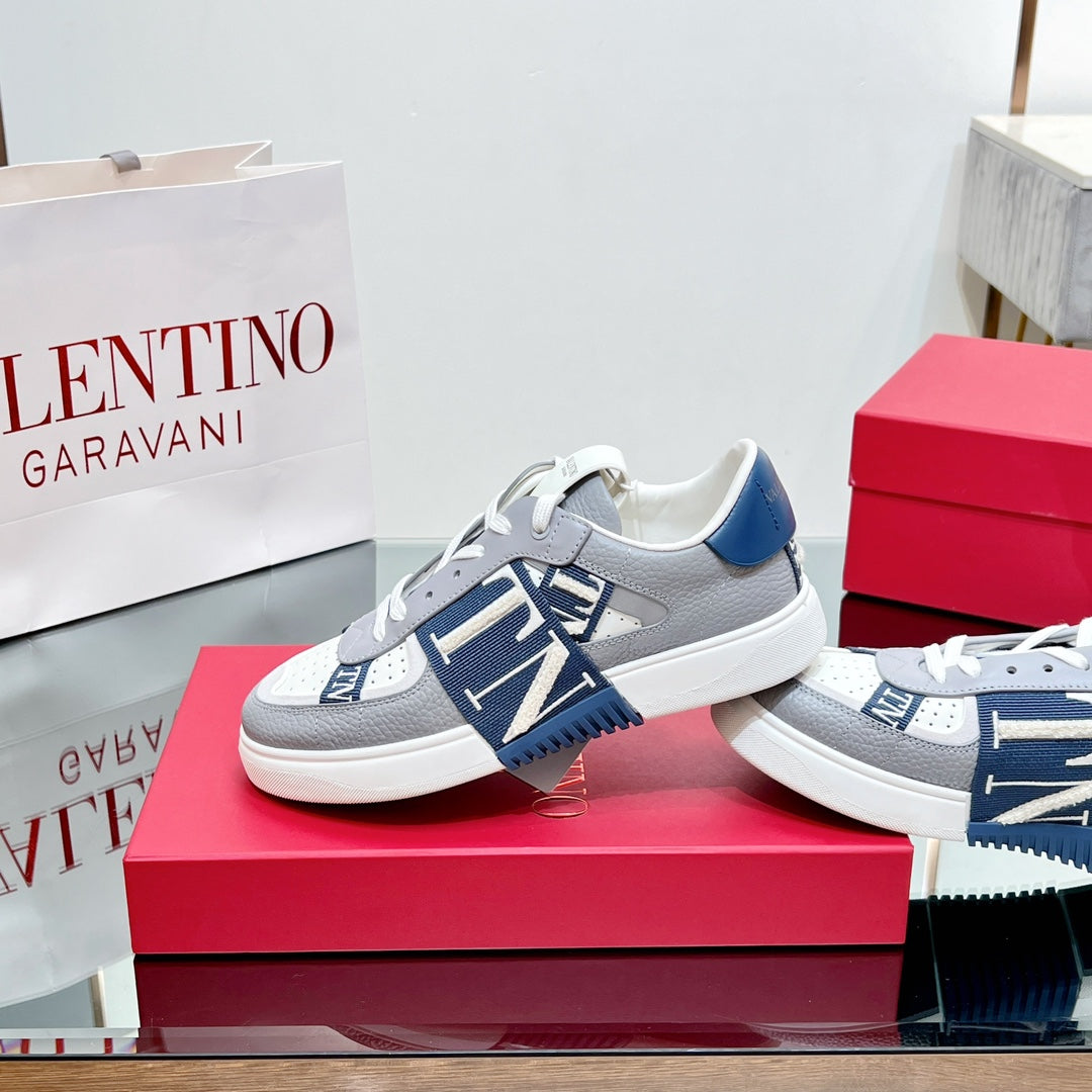 VALENTINO 25S GARAVANI VL7N SNEAKERS IN GREY MIX DARK BLUE LAMBSKIN