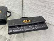 MISS CARO TOP HANDLE POUCH 24 IN BLACK MACROCANNAGE LAMBSKIN