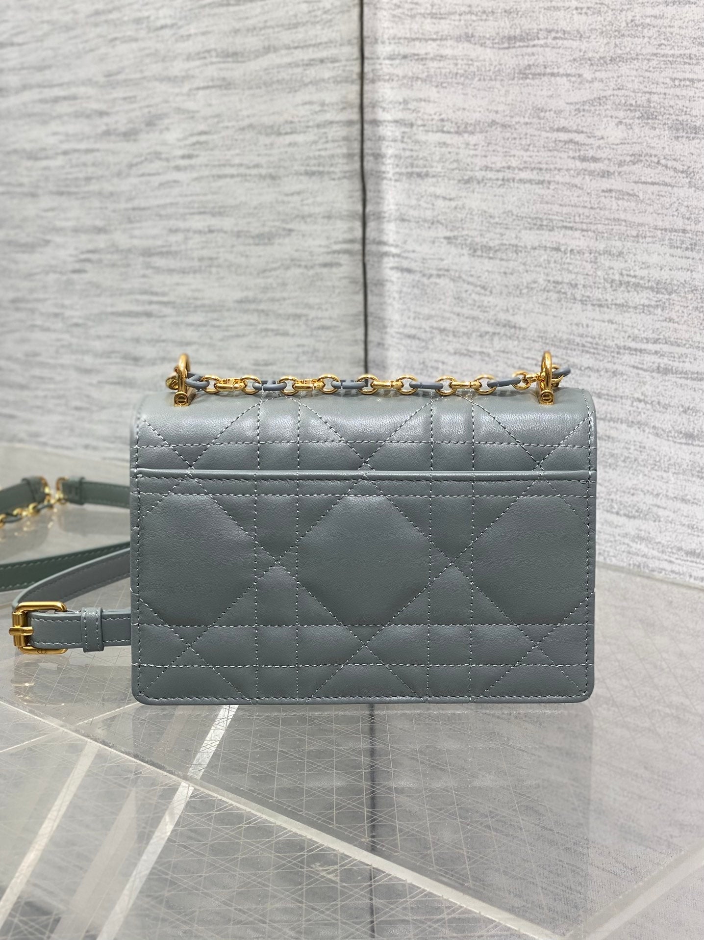 MISS CARO MINI BAG 17 IN OSLO GREY MACROCANNAGE LAMBSKIN