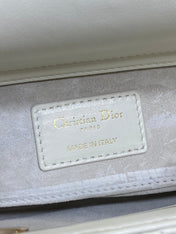 DIOR 25S SMALL LADY D‑JOY BAG 22 IN IVORY CALFSKIN GOLD HARDWARE