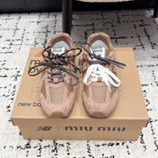 MIUMIU 26S SNEAKERS IN CHESTNUT BROWN SUEDE SUEDE AND MESH FABRIC