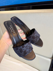 GUCCI 26S SLIDE SANDALS 55 MM IN BLACK VELVET