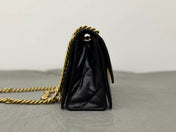 CRUSH SMALL CHAIN BAG 25 IN BLACK QUILTED CRUSHED CALFSKIN GOLD HARDWARE