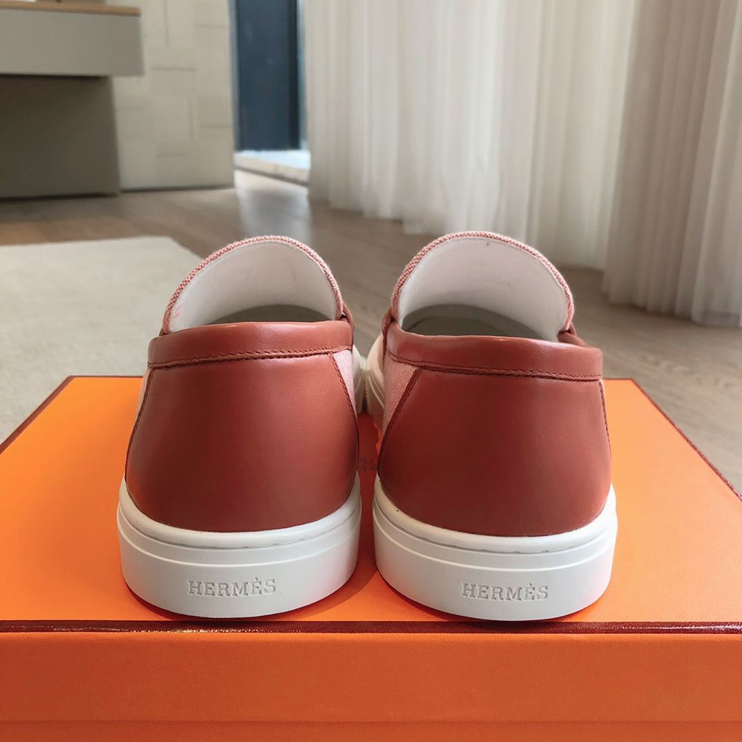 GAME SLIP-ON SNEAKER LIGHT PINK FABRIC AND CALFSKIN