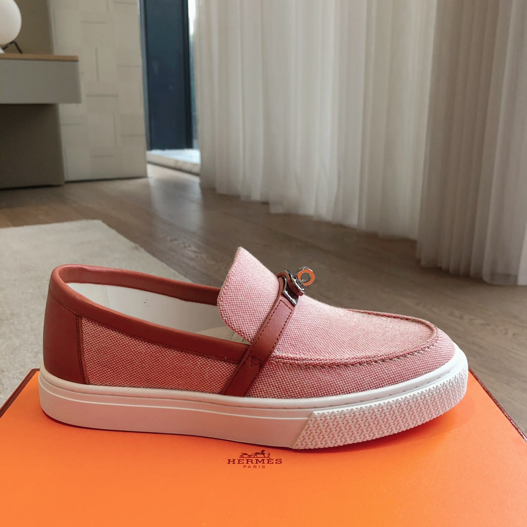GAME SLIP-ON SNEAKER LIGHT PINK FABRIC AND CALFSKIN