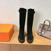 HM 26S HIGH KNEE BOOTS IN BLACK SUEDE
