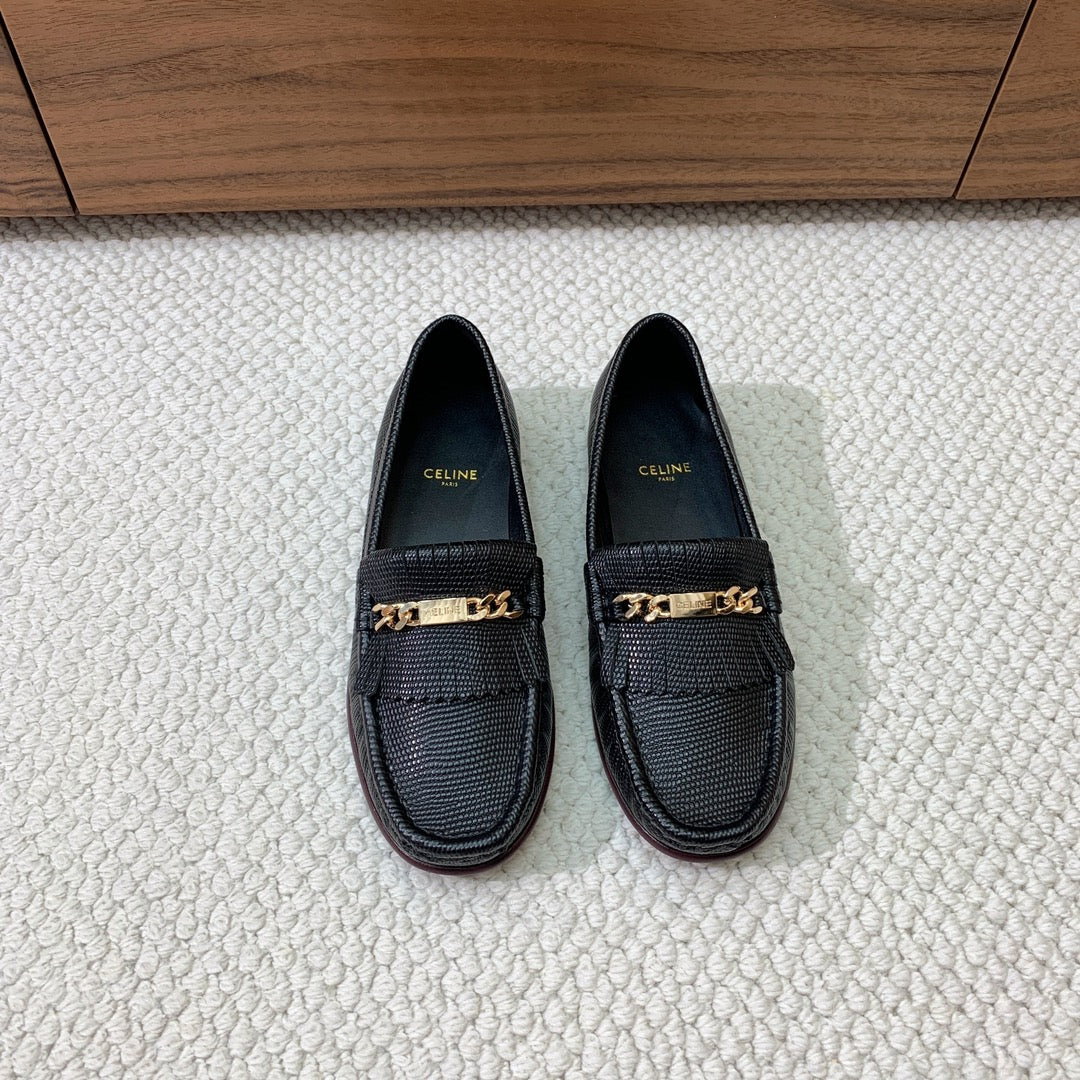 LUCO LOAFER WITH FRINGES IN BLACK LAMBSKIN