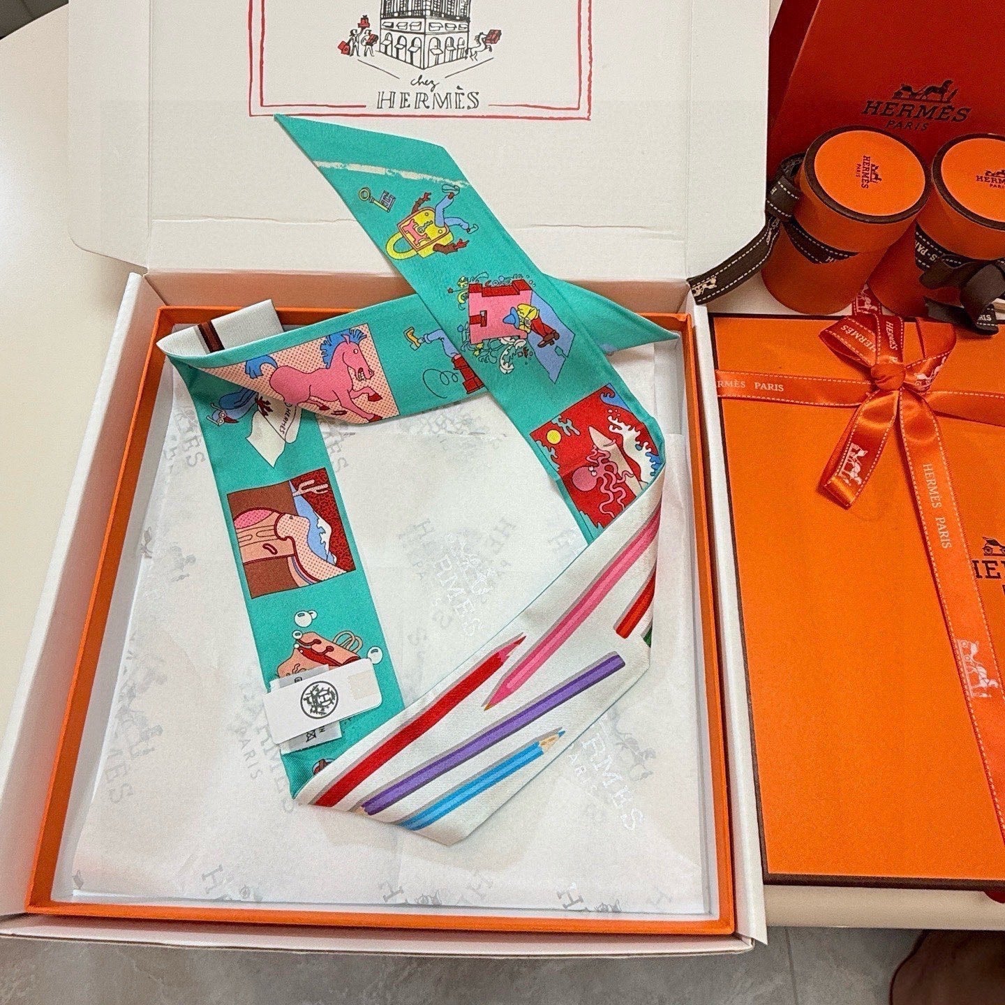 HERMES 26S TWILLY SCARF 86 IN SILK 500138