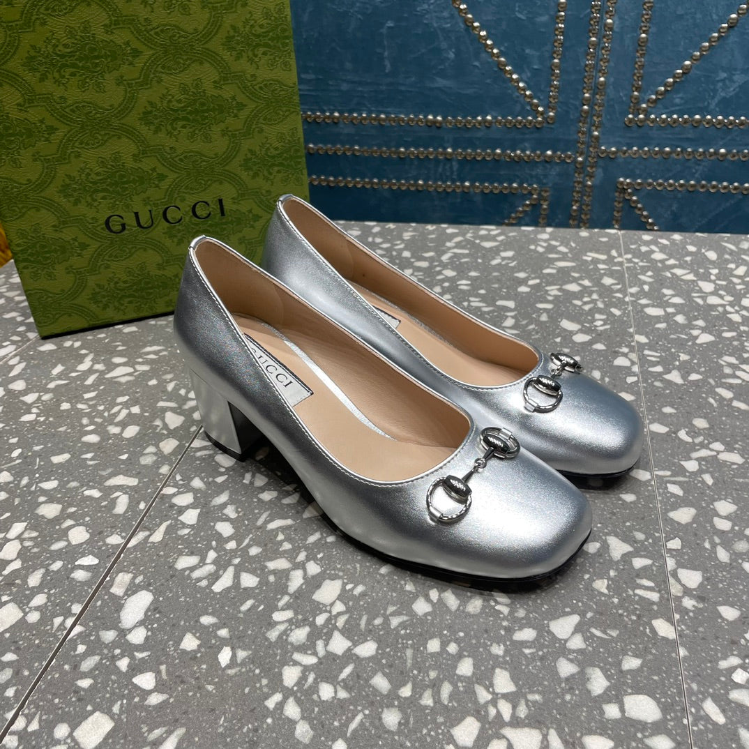 HIGH PUMP 55MM IN SILVER SHEEPSKIN