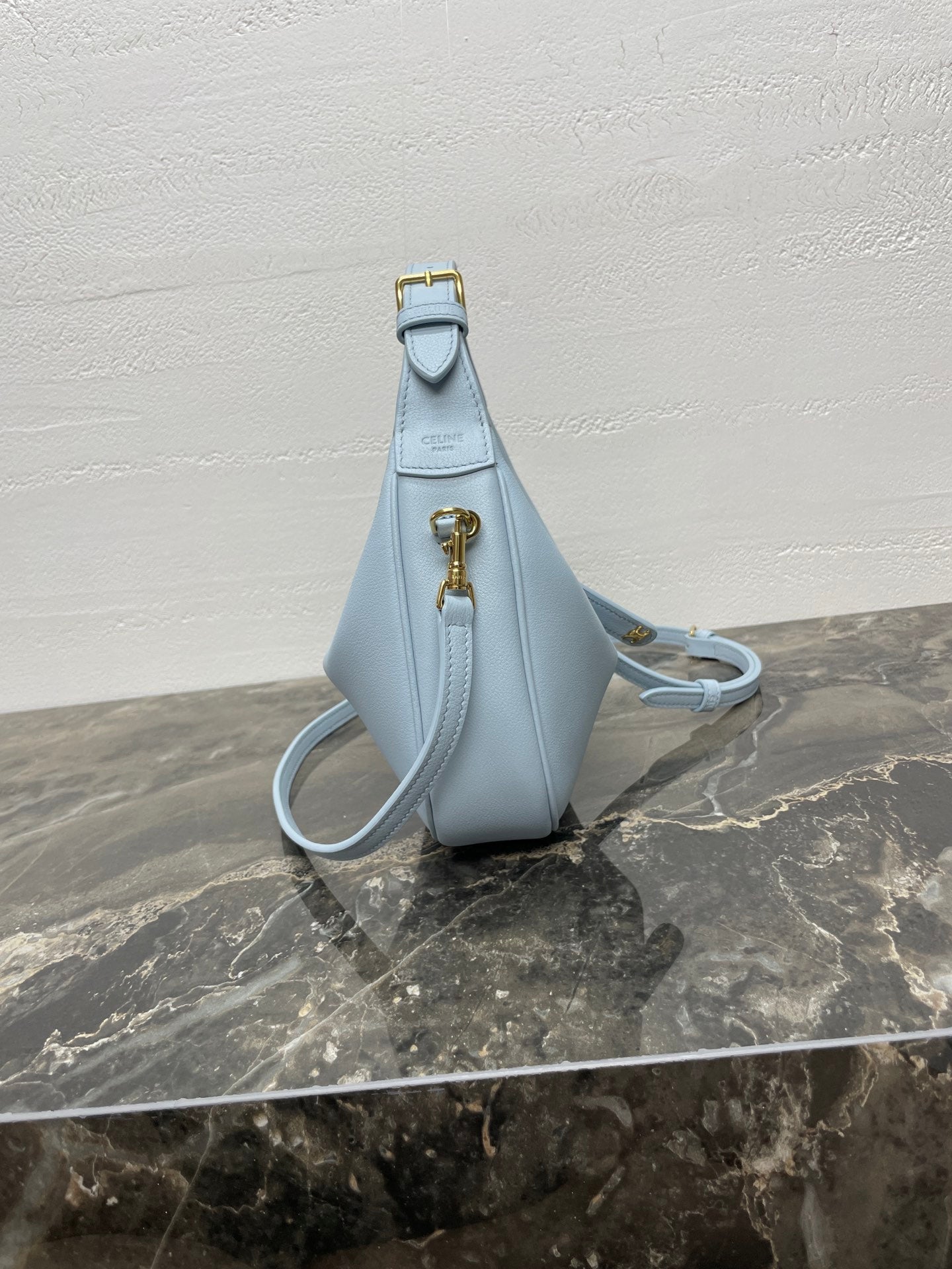 CELINE 25S TEEN LULU BAG 24 IN LIGHT BLUE CALFSKIN GOLD HARDWARE