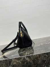 CELINE 25S NEW LUGGAGE 38MM IN BLACK SHINY LAMBSKIN GOLD HARDWARE