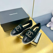 CC ESPADRILLES PLATFORM 25S IN BLACK KNITTED WOOL AND LAMBSKIN