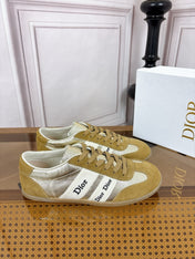 DIOR 26S SNEAKERS IN OLIVE BROWN SUEDE AND SILVER METALLIC CALFSKIN