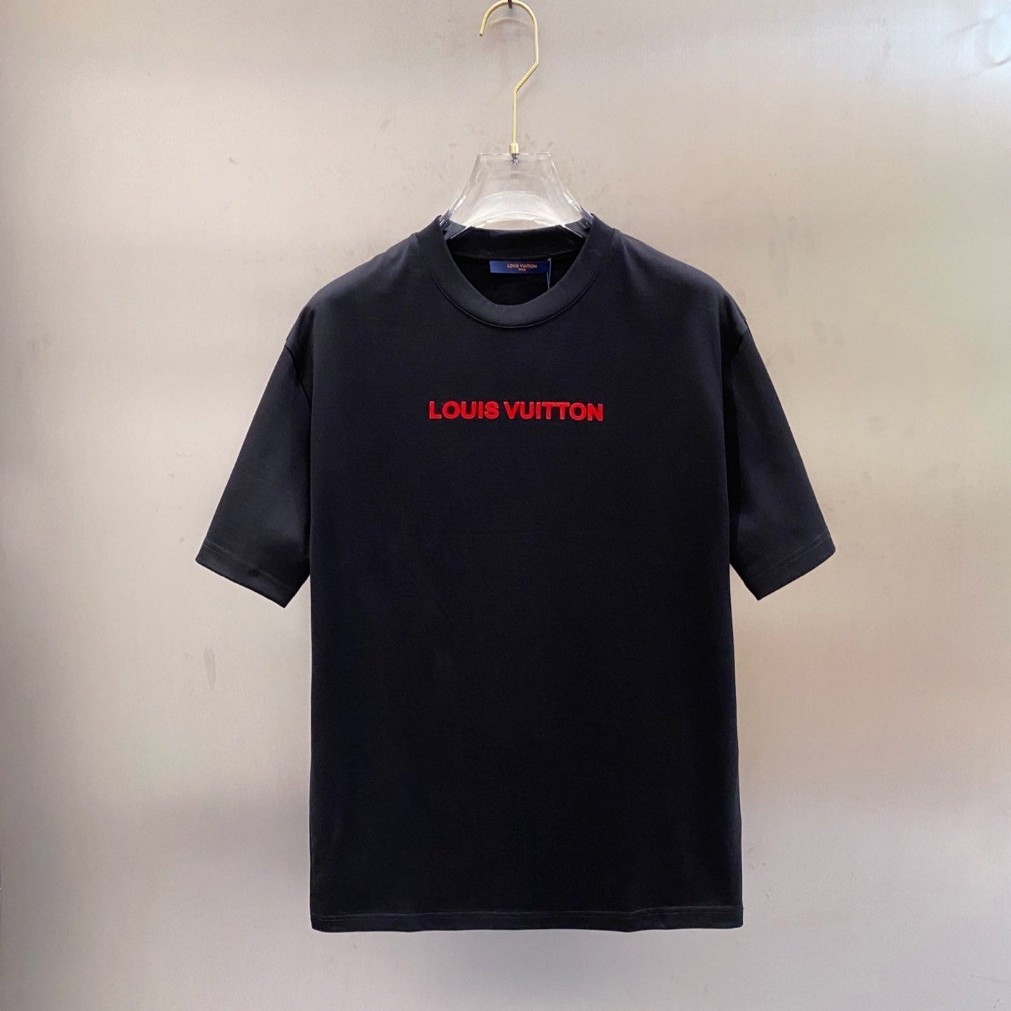 LV T-SHIRT IN BLACK COTTON RED LOGO 238833