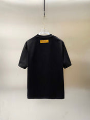 LV T-SHIRT IN BLACK COTTON BLUE LOGO PRINT 238836