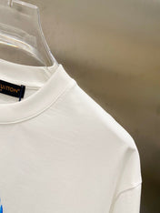 LV T-SHIRT IN WHITE COTTON BLUE LOGO PRINT 238837