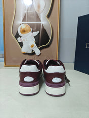 DIOR 26S LOW-TOP SNEAKER IN WHITE AND BURGUNDY RED CALFSKIN