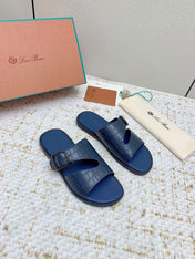 SANDALS IN CLASSIC BLUE SNAKE EMBOSSED CALFSKIN