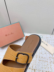 SANDALS IN LIGHT BROWN SNAKE EMBOSSED CALFSKIN