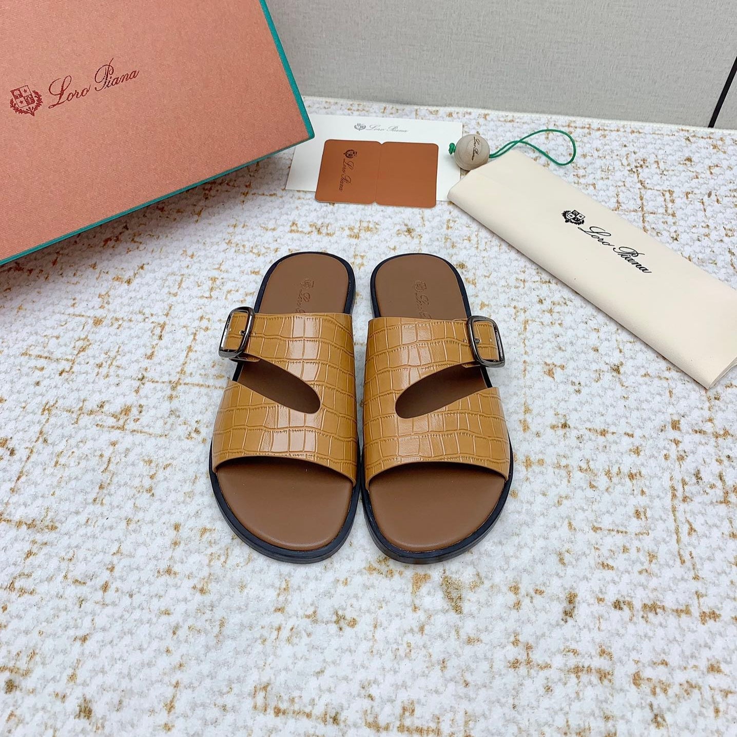 SANDALS IN LIGHT BROWN SNAKE EMBOSSED CALFSKIN