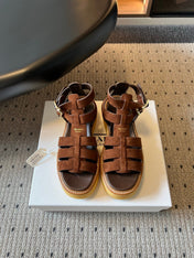 PRADA 26S GLADIATOR SANDALS 55MM IN BROWN SUEDE