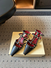 VALENTINO 26S ROCKSTUD HIGH HEELS 40 MM IN BLACK CALFSKIN