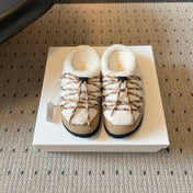 PRADA 26S WOVEN MULES IN IVORY WOOL AND BEIGE SUEDE