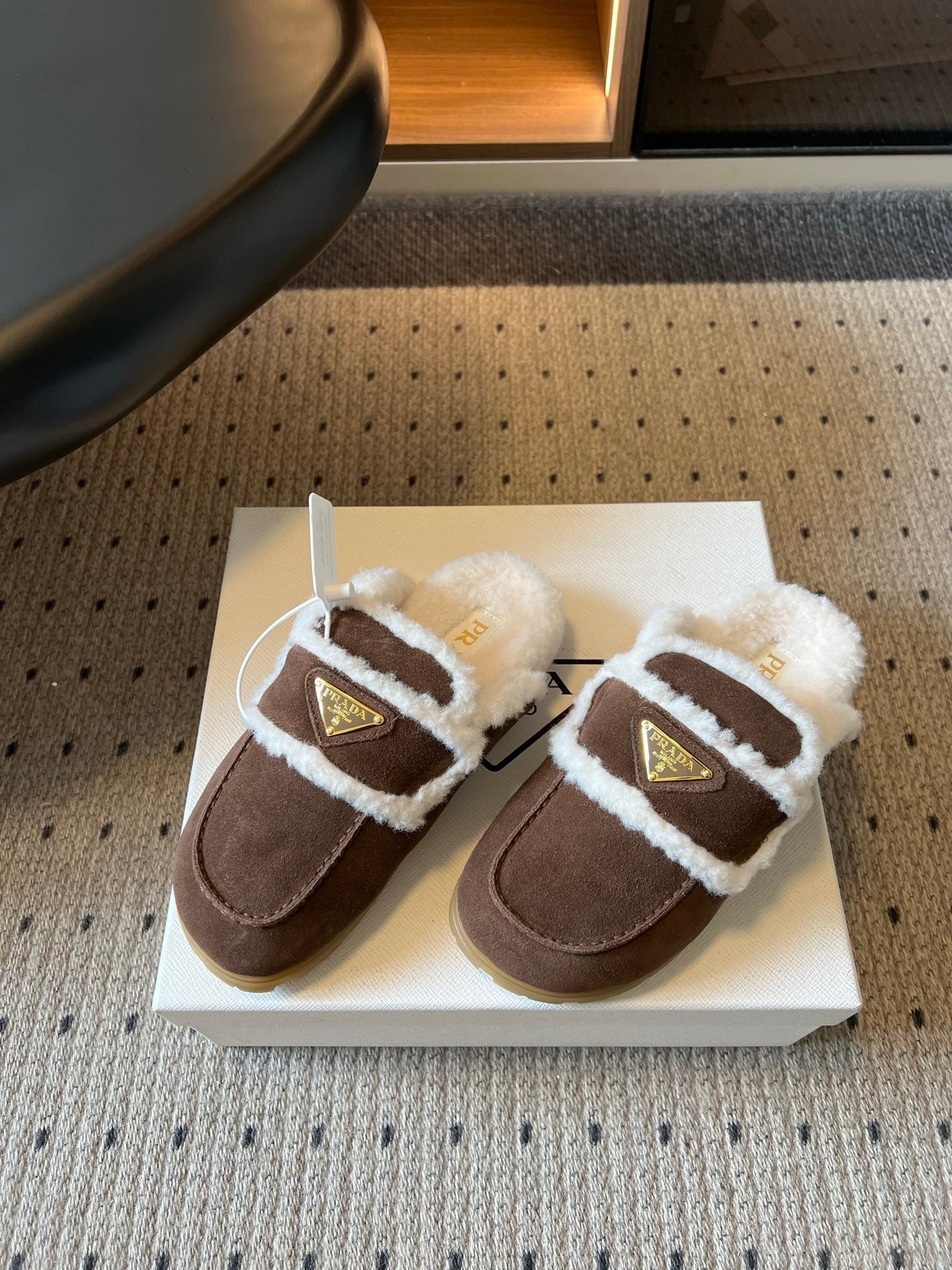 PRADA 26S MULES IN CHOCOLATE BROWN SUEDE