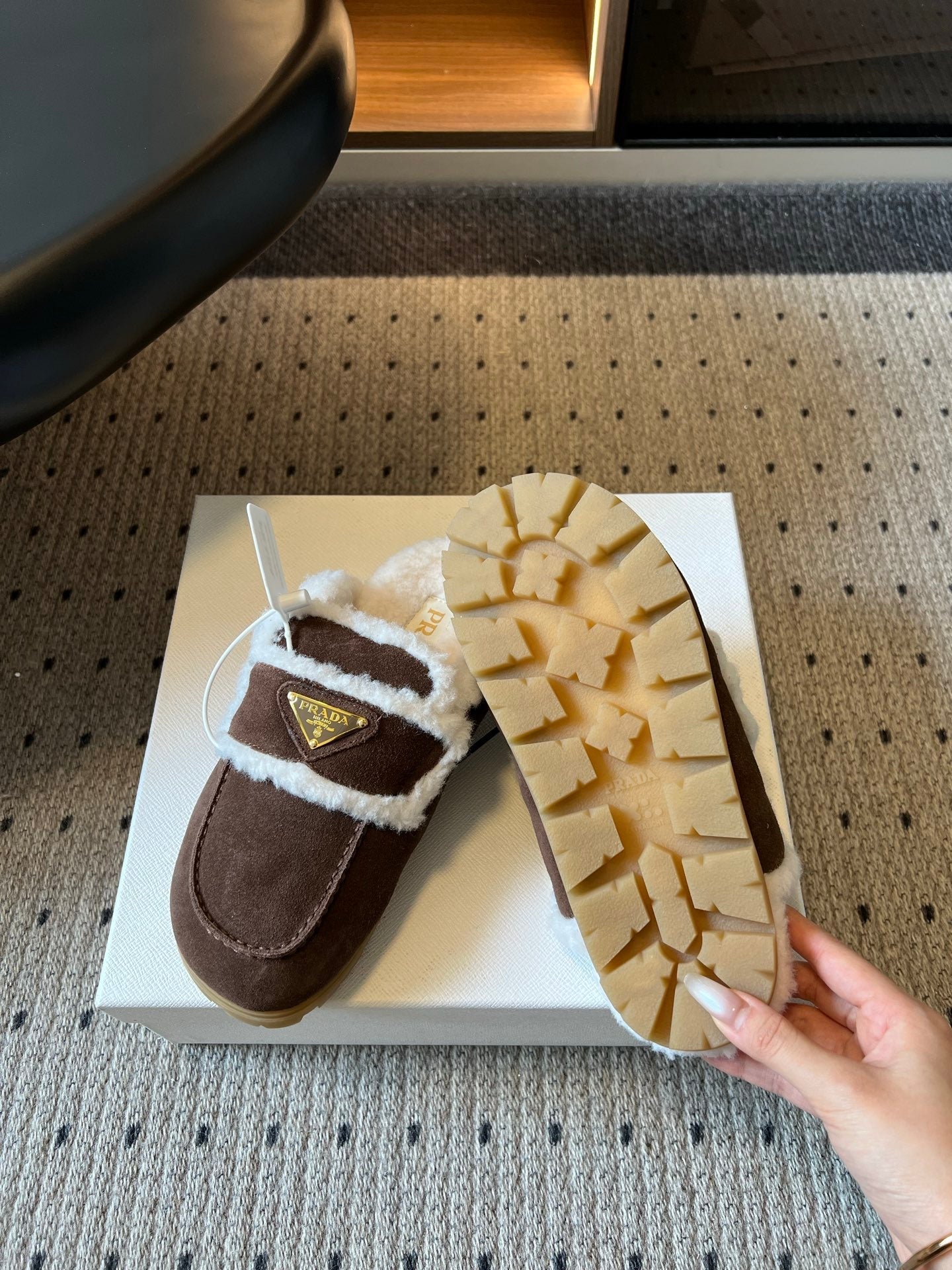 PRADA 26S MULES IN CHOCOLATE BROWN SUEDE
