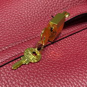HERMES 25S PICOTIN LOCK 18 IN ROSSO ANCORA RED CALFSKIN GOLD HARDWARE