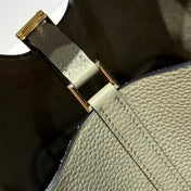 HERMES 25S PICOTIN LOCK 22 IN CROMWELL GRAY CALFSKIN GOLD HARDWARE