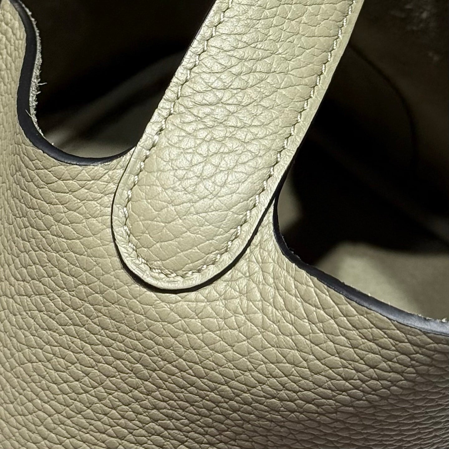 HERMES 25S PICOTIN LOCK 22 IN CROMWELL GRAY CALFSKIN GOLD HARDWARE