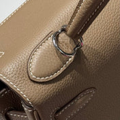 HERMES 25S KELLY BAG 28 IN ETOUPE EPSOM CALFSKIN SILVER HARDWARE