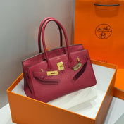 HERMES 25S SHOULDER BIRKIN 29 IN BURNT RED CALFSKIN GOLD HARDWARE
