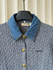 MIUMIU 26S COLLAR KNIT CARDIGAN 1573