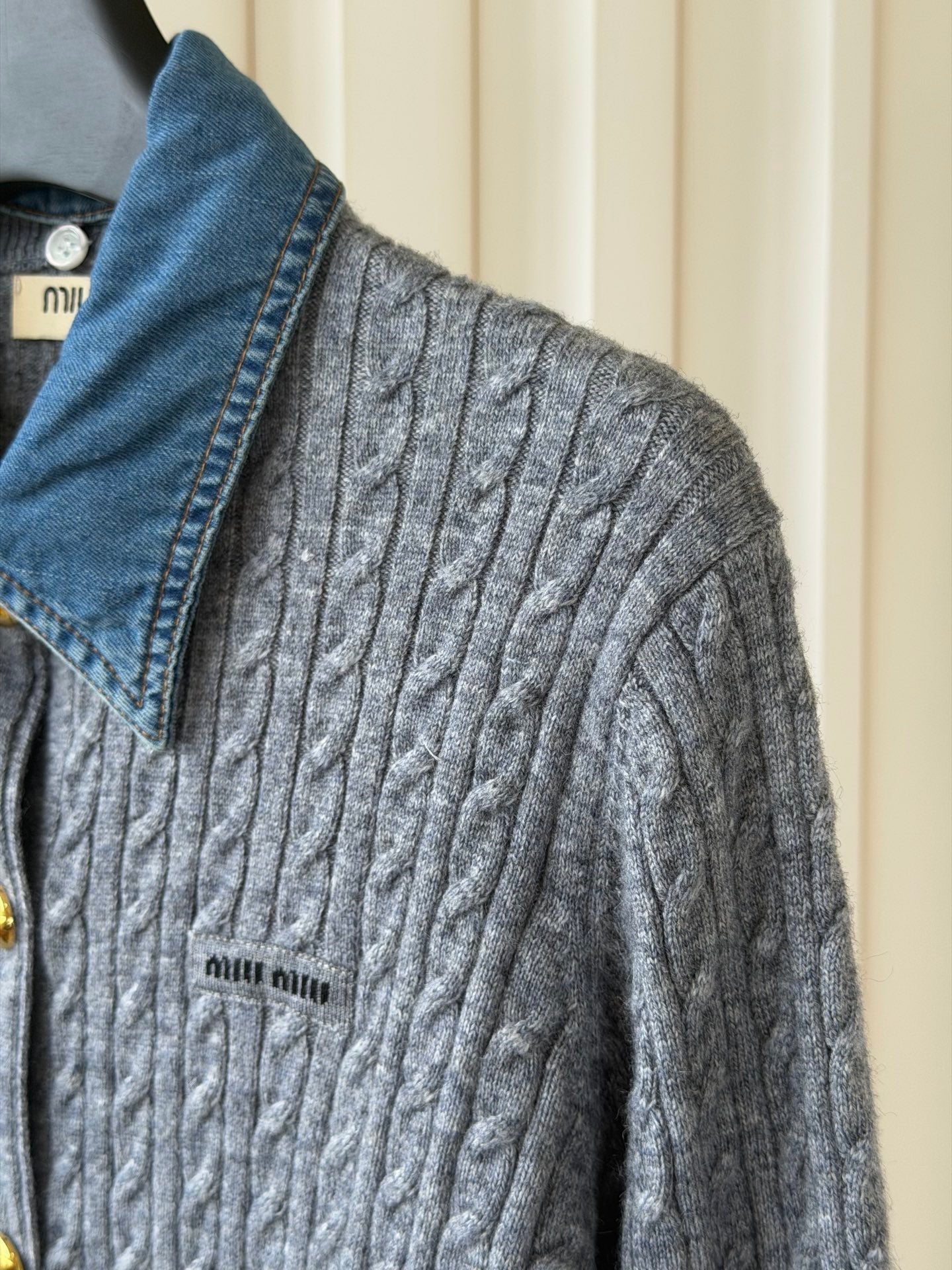 MIUMIU 26S COLLAR KNIT CARDIGAN 1573