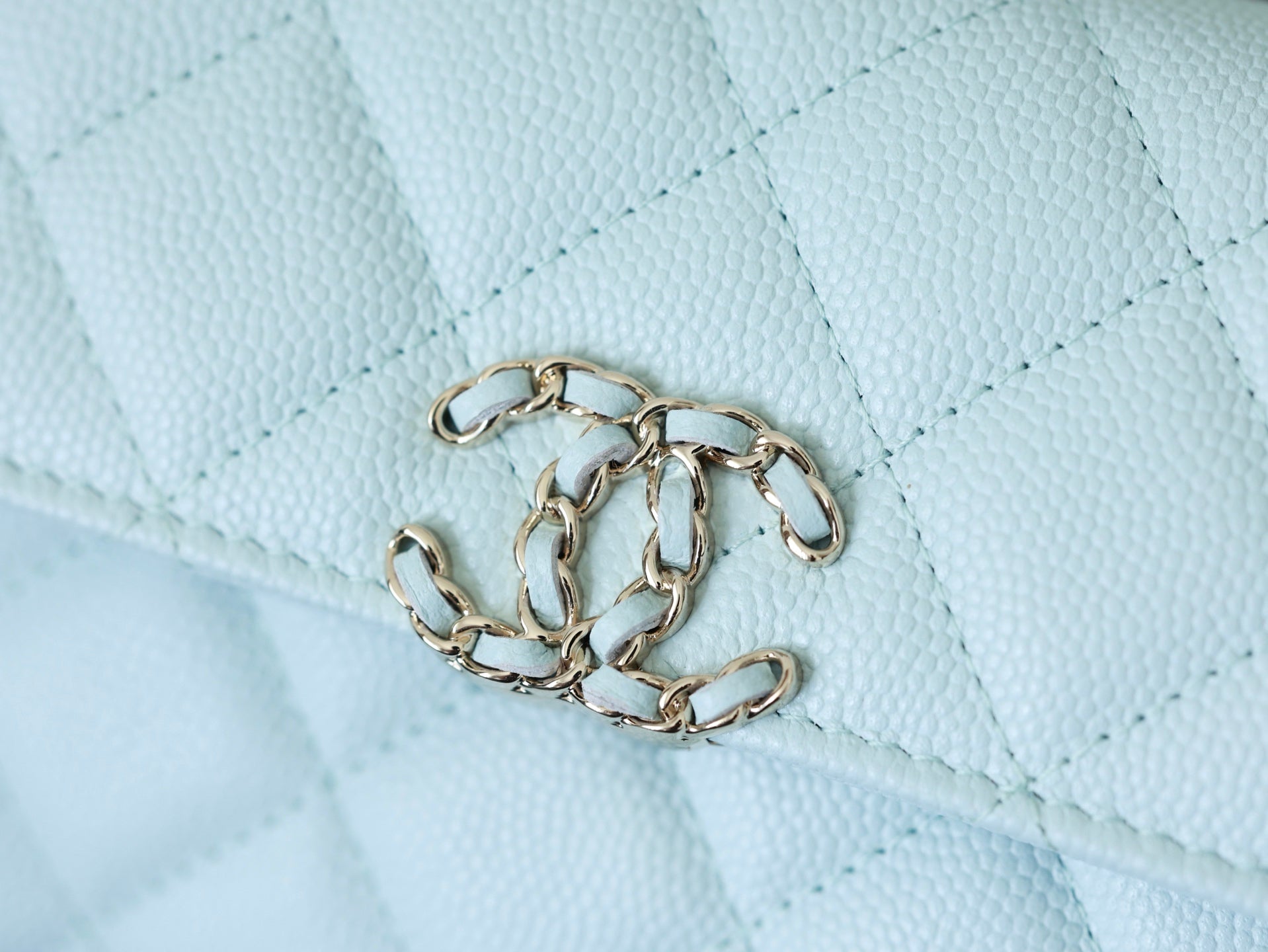 CHANEL 25S KELLY IN PASTEL BLUE LAMBSKIN WITH SILVER HARDWARE