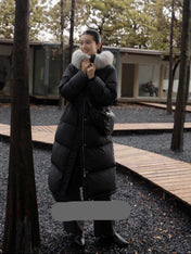 MAX MARA 25S LONG DOWN COAT WITH FOX FUR COLLAR 176