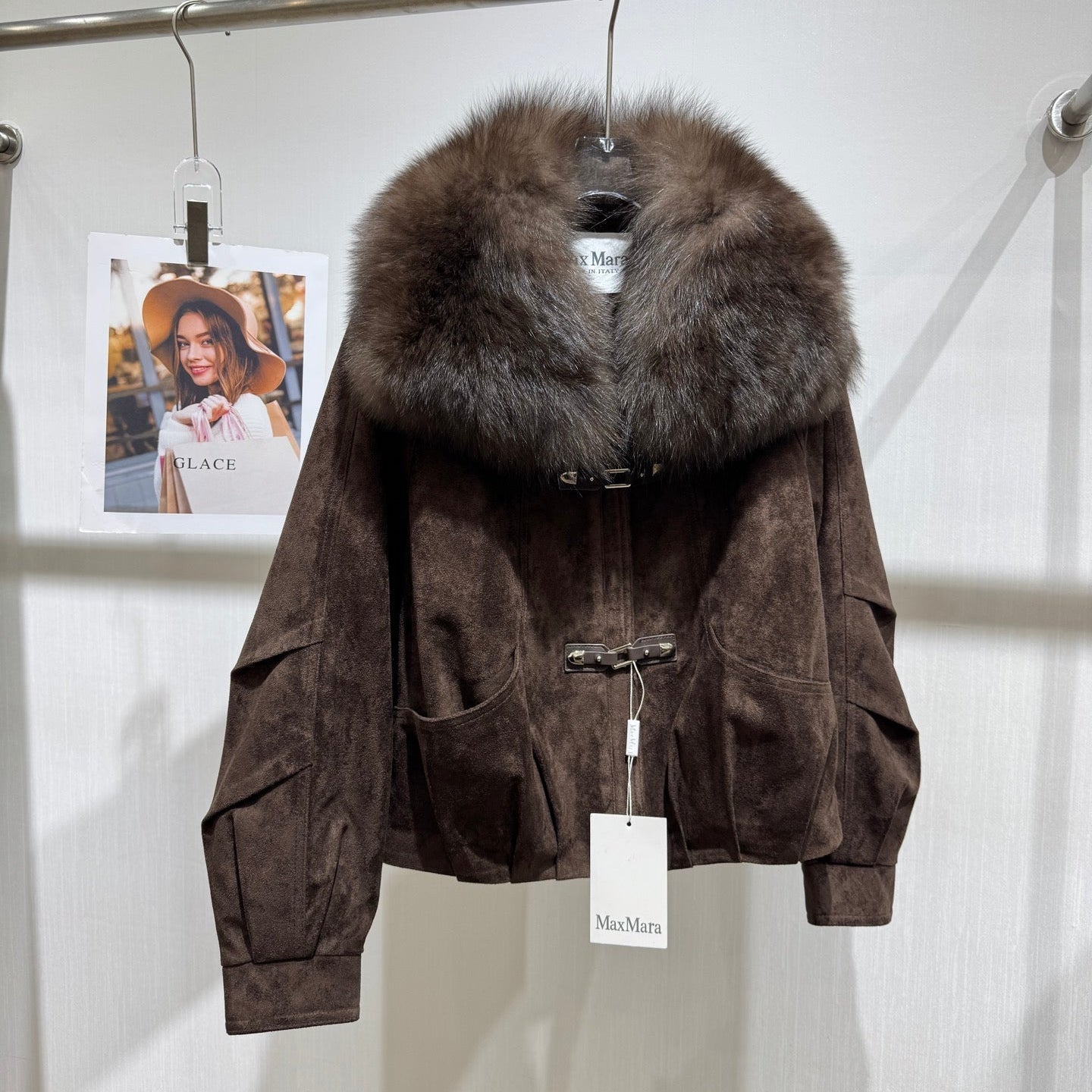 MAXMARA 26S FUR-COLLAR SUEDE JACKET 332