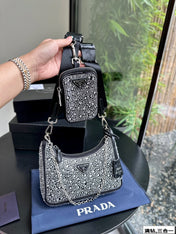 PRA 22 SATIN MINI-BAG WITH FULLY RHINSTONES