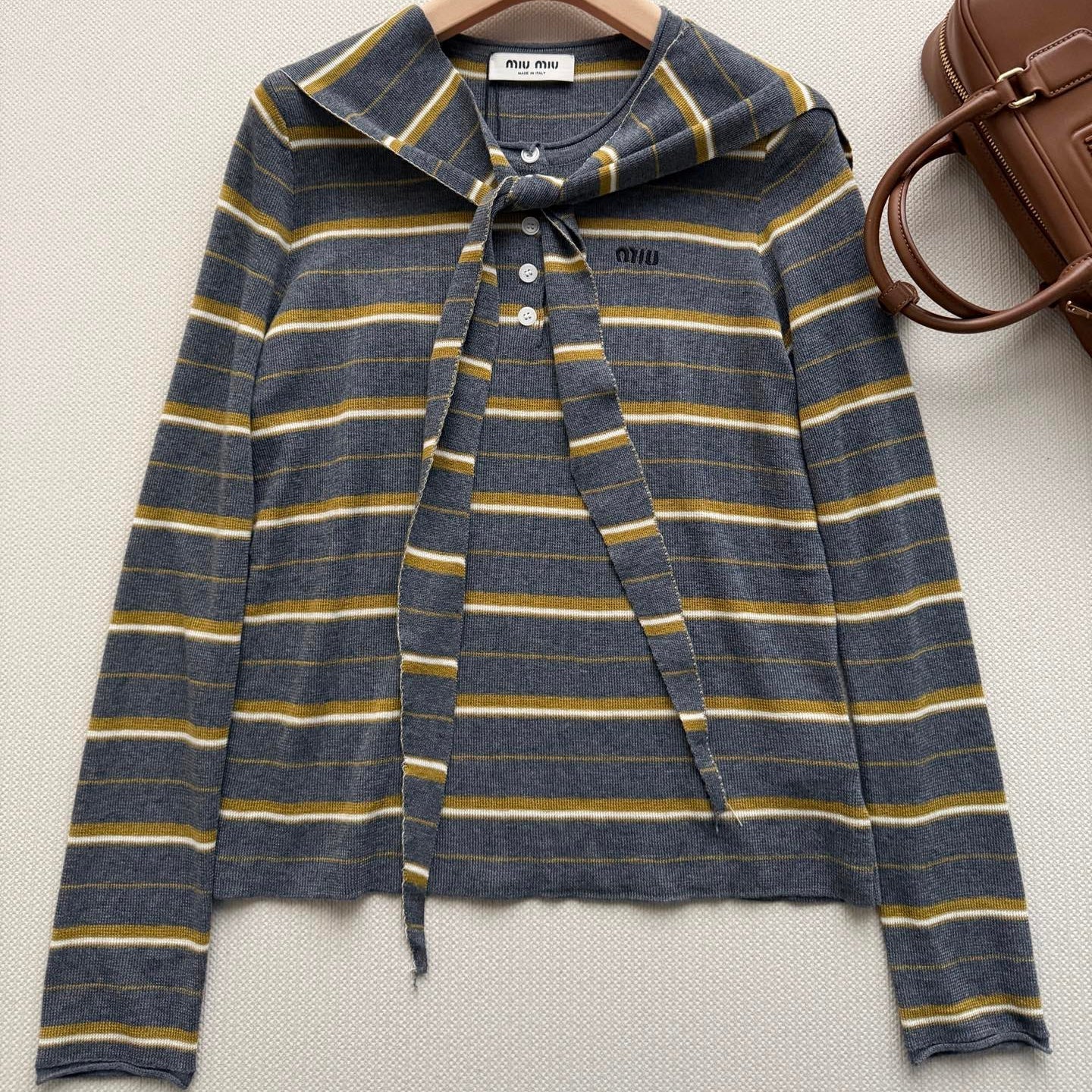 MIUMIU 26S SHAWL-COLLAR KNIT SWEATER 1505