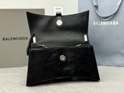 CRUSH SHOULDER BAG 25 IN BLACK CRUSHED CALFSKIN LEATHER STRAP SILVER HARDWARE