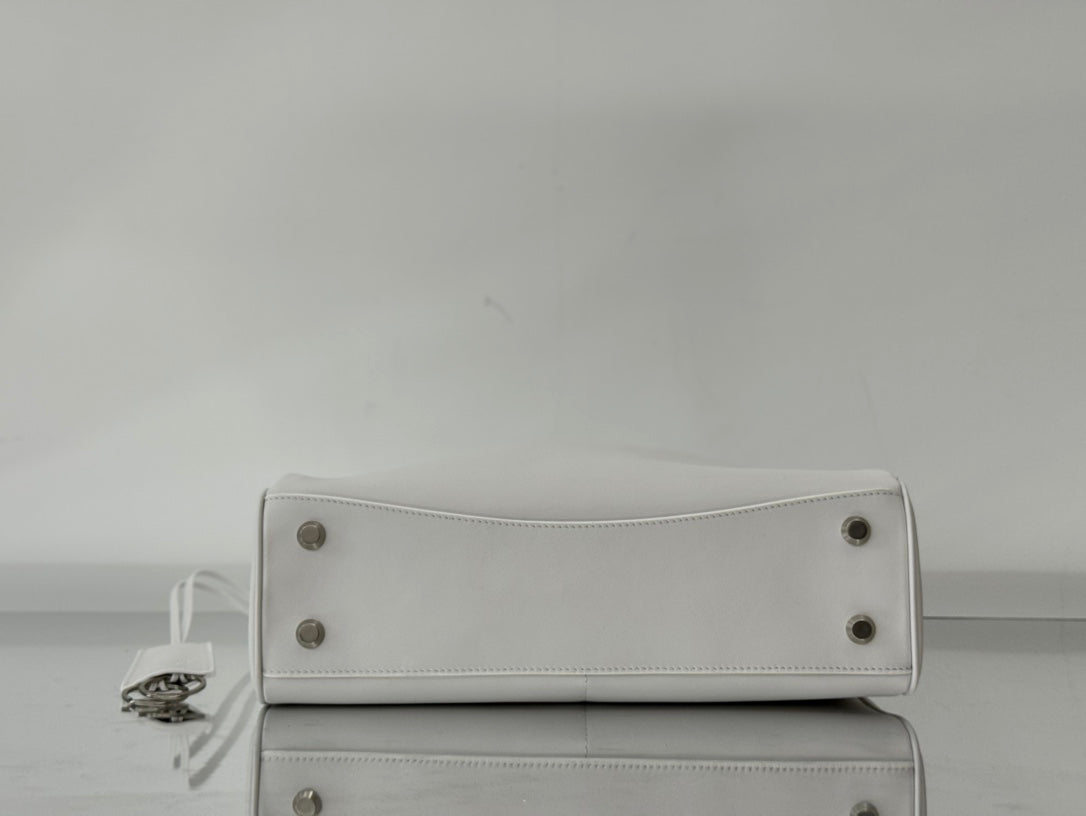RODEO MEDIUM BAG 35 IN WHITE SMOOTH CALFSKIN SILVER HARDWARE
