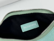 LE CAGOLE SMALL SHOULDER BAG 26 WITH RHINESTONES IN MINT GREEN LAMBSKIN