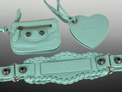 LE CAGOLE SMALL SHOULDER BAG 26 WITH RHINESTONES IN MINT GREEN LAMBSKIN