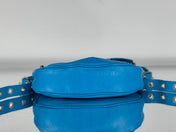 LE CAGOLE SMALL SHOULDER BAG 26 WITH RHINESTONES IN DODPER BLUE LAMBSKIN