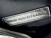 LE CAGOLE SMALL SHOULDER BAG 26 WITH RHINESTONES IN BLACK ARENA LAMBSKIN SILVER HARDWARE