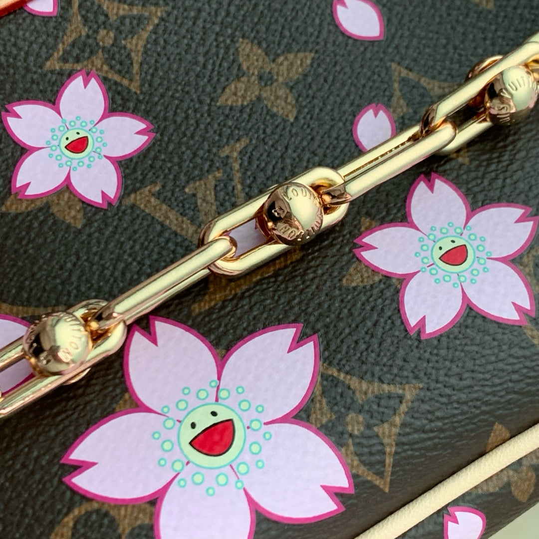 POCHETTE ACCESSOIRES BAG 22 IN SAKURA BROWN MONOGRAM COATED CANVAS