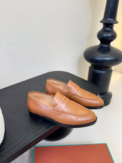 LOAFERS IN CINNAMON BROWN LAMBSKIN