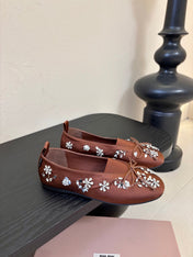 MIUMIU 25S MARY JANE SHOES IN DARK BROWN SATIN